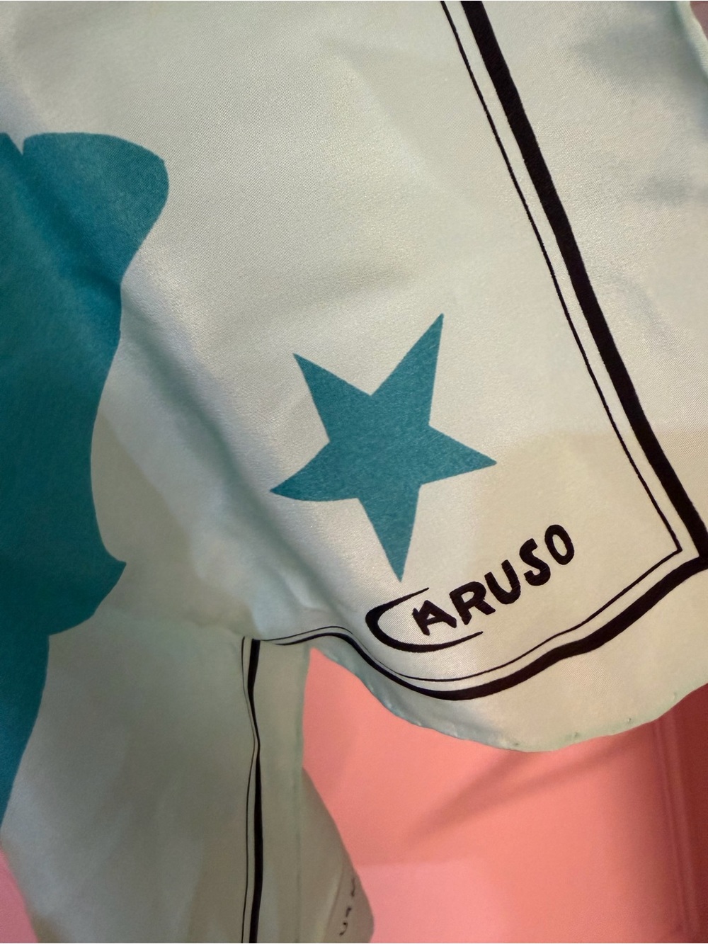 Caruso Aqua and White Star Silk Scarf